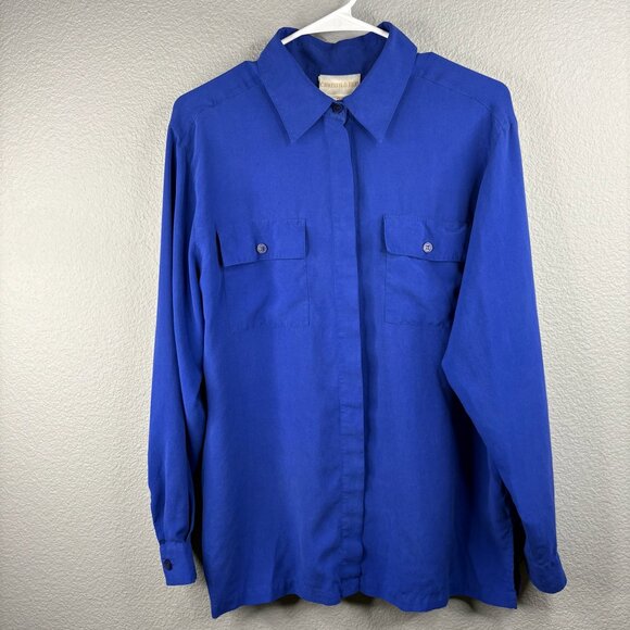 christie & jill Tops - Vintage Christie & Jill 100% Silk Cobalt Blue Blouse